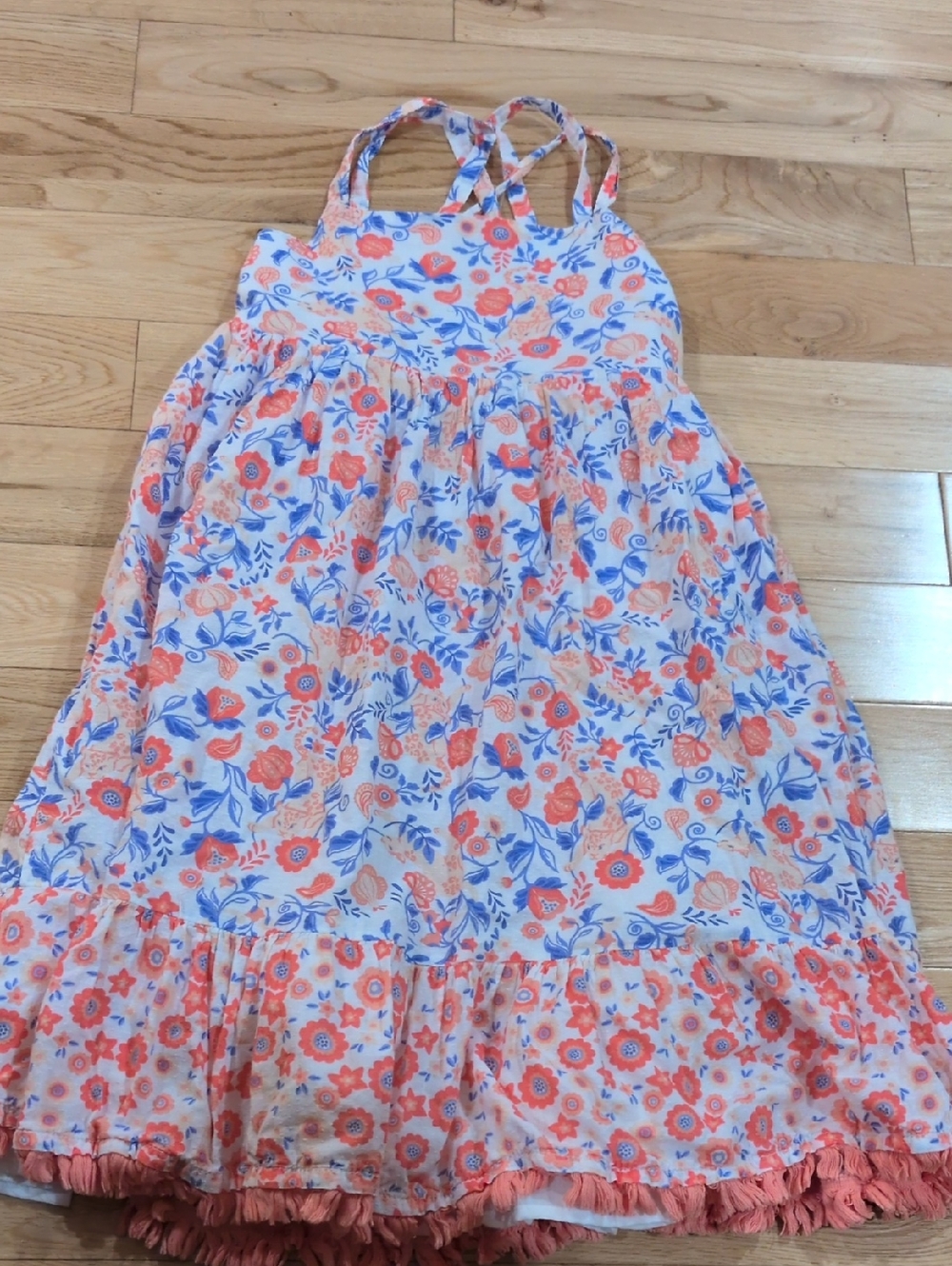 Haute Hippie Coral & Blue Floral Girls' Sundress